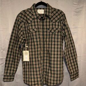 Cody James Men's Green & Brown Plaid Snap Button Down Shirt Size Medium NWT